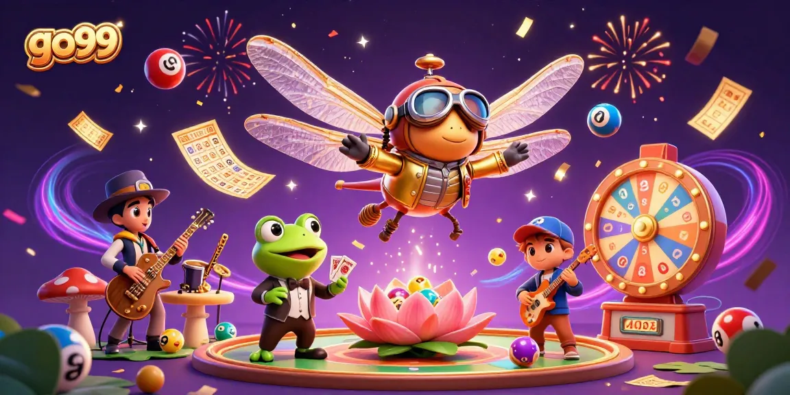 Experience exciting gaming at go99 with a vibrant 3D illustration showcasing players and games in action.