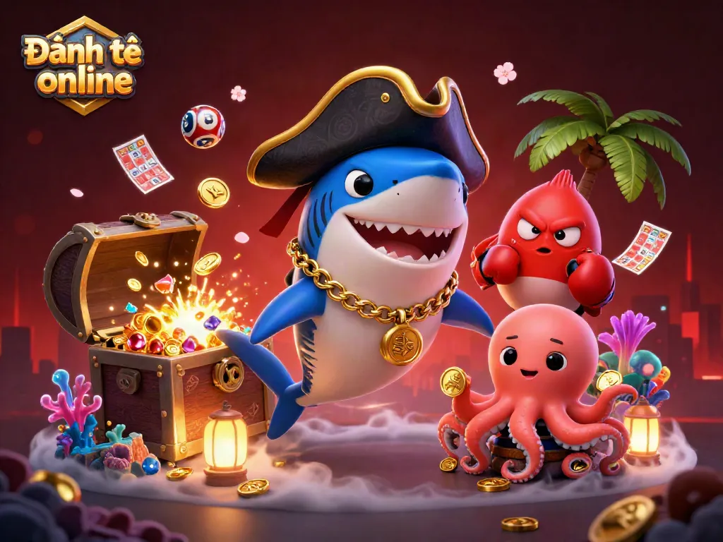 Experience Đánh đề online with the lively characters amidst lottery elements and underwater treasures!