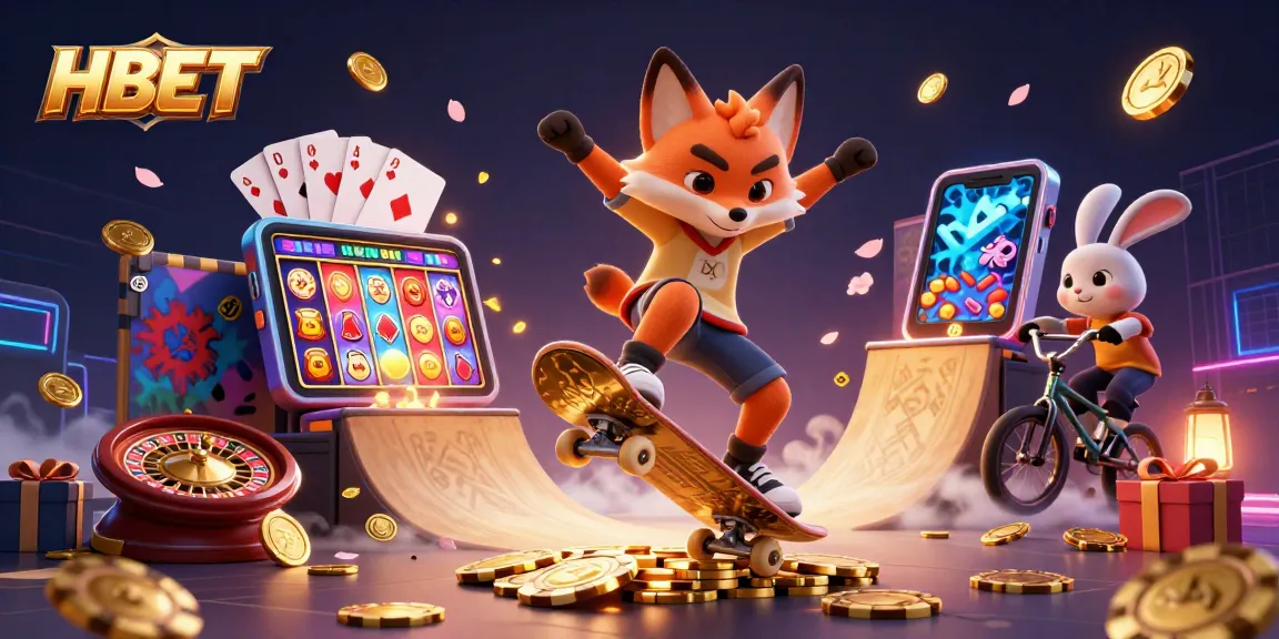 Experience HBET's vibrant casino action with playful characters and thrilling gaming elements.