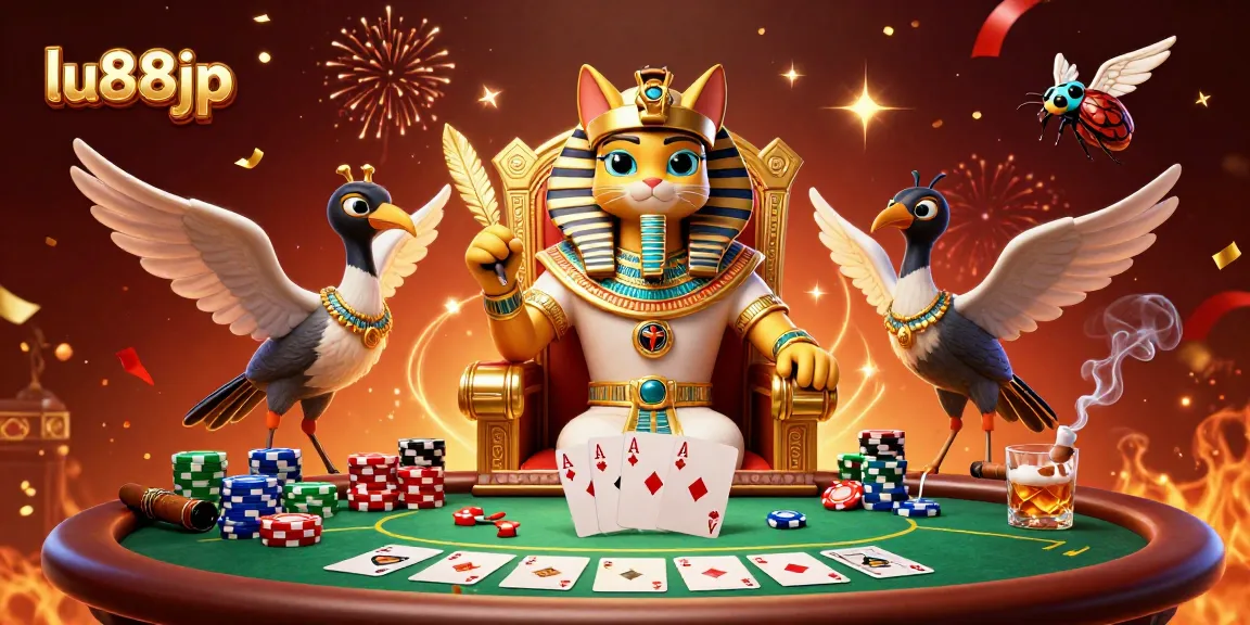 Engage in thrilling poker action with lu88jp featuring an Egyptian-themed casino adventure.