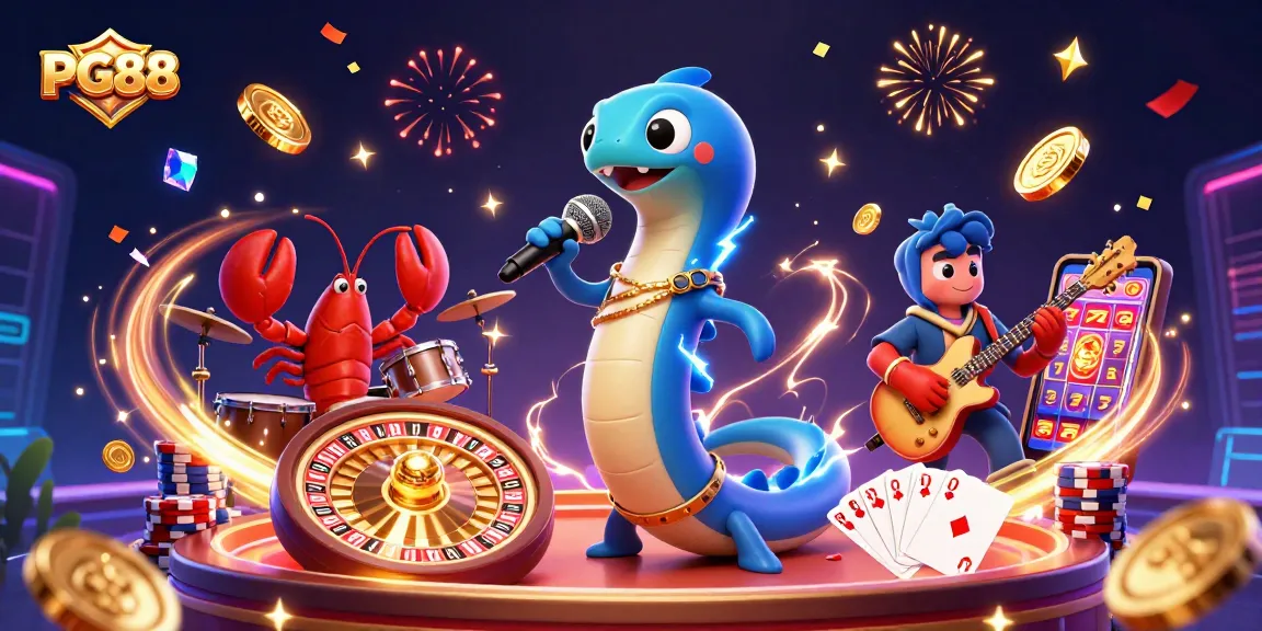 Experience the thrills of PG88 with a dazzling underwater casino stage featuring a DJ electric eel and lively performers.