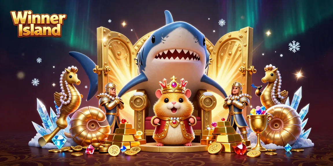 Play slots and win at Winner Island with a whimsical scene filled with treasures.