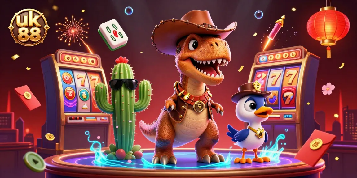 Engage with thrilling casino games like uk 88 while a dinosaur and friends create festive fun.