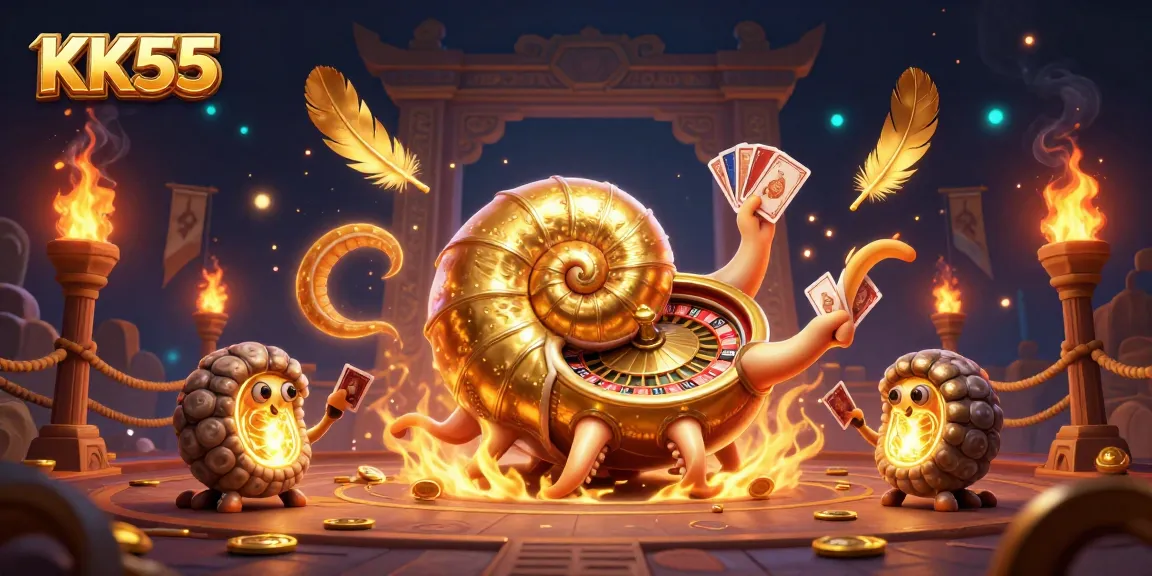 Experience the thrill of KK55 with 3D casino illustration featuring an ancient nautilus roulette wheel.