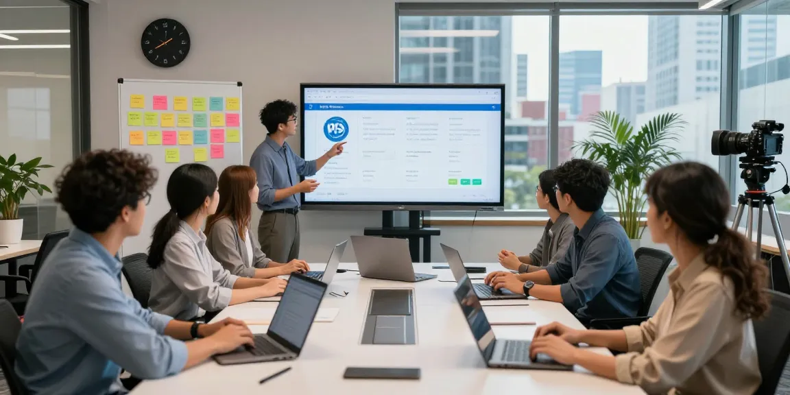 Team collaborating on WPS Official Website features in a modern office.