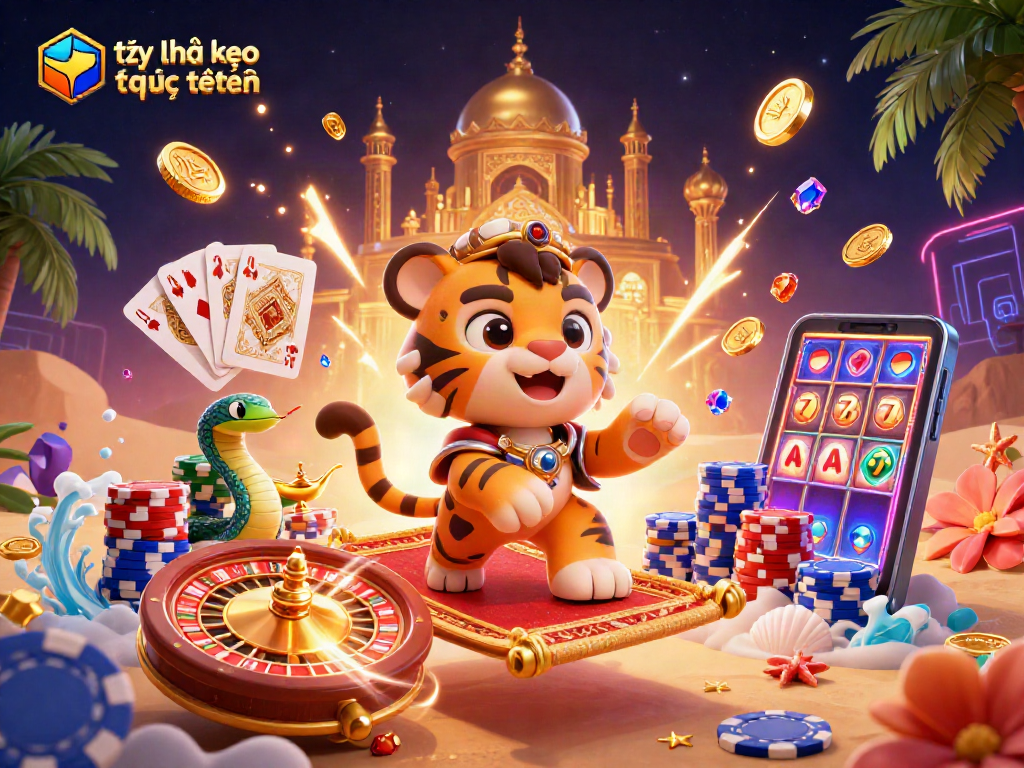 Experience tỷ lệ kèo trực tuyến with excitement in a vibrant 3D casino illustration featuring dynamic elements.
