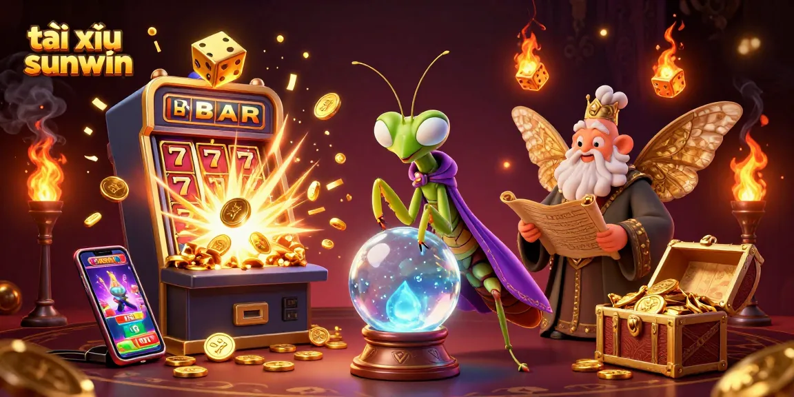 Engage with tài xỉu sunwin through a vibrant casino illustration featuring dynamic game elements.
