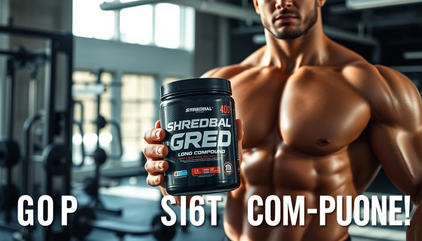 Shredbal 400 Shred Long Compound held by a fitness model in an energetic gym setting.