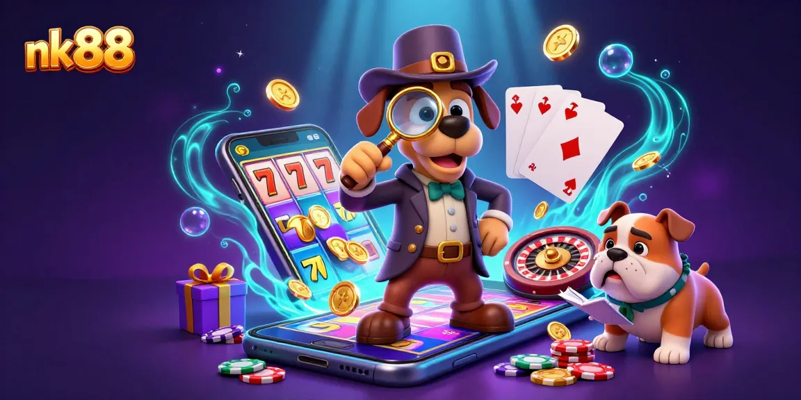nk88 uncovers thrilling poker clues in a dynamic casino adventure illustration.