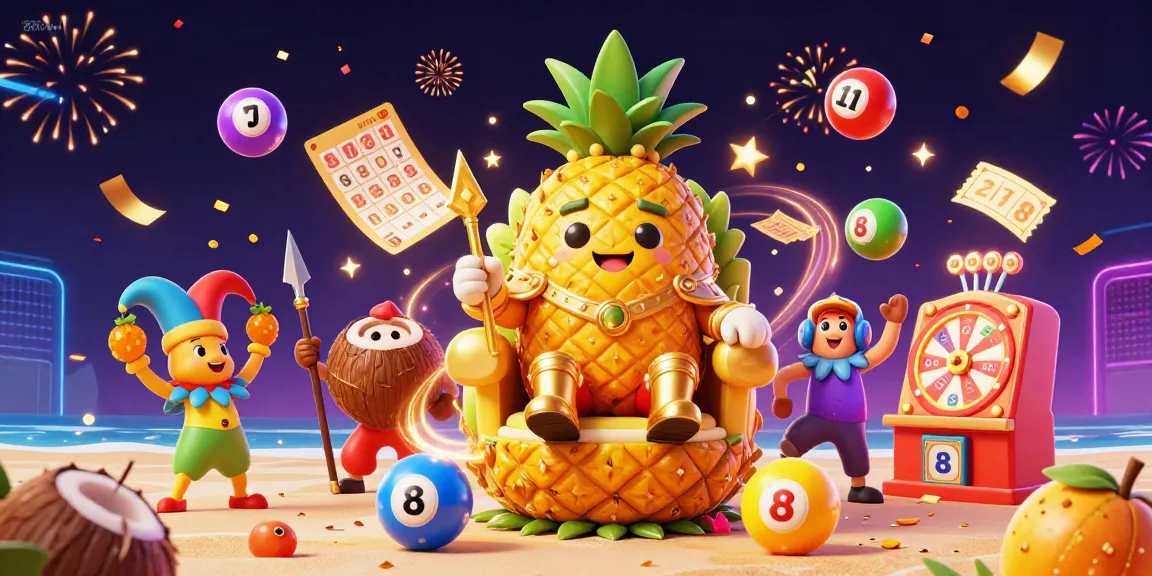 Engage with 888new's vibrant lottery-themed 3D casino illustration featuring a golden pineapple king and dynamic prize elements.