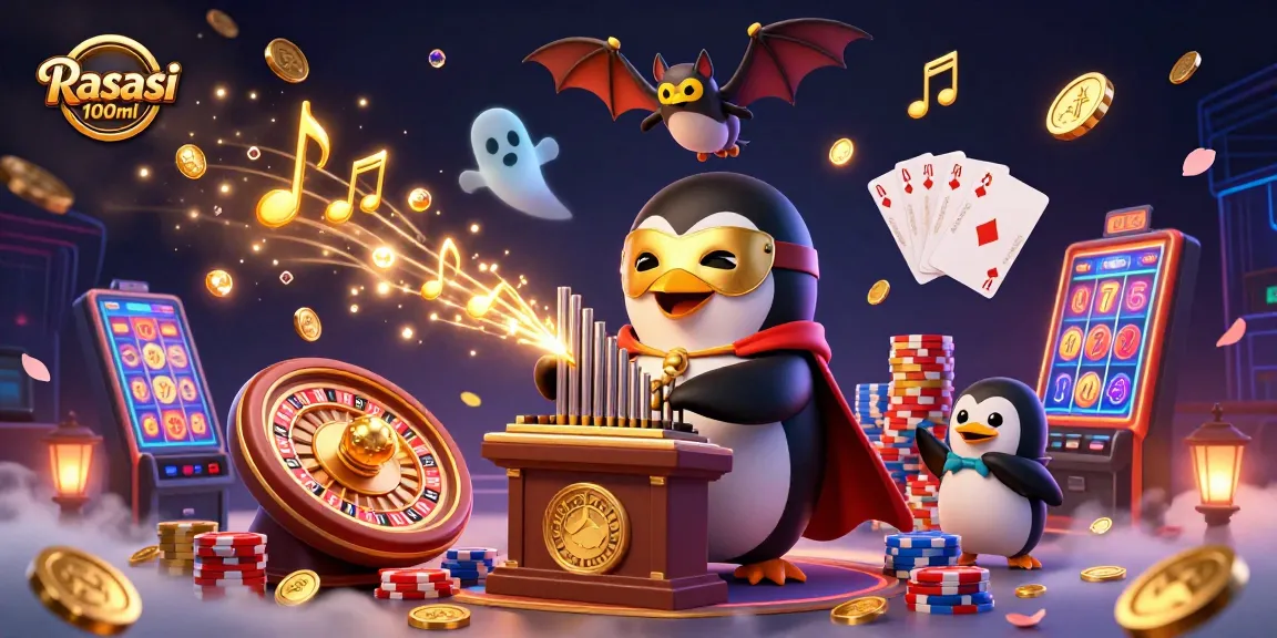 Experience Rasasi 100ml as the phantom penguin hits the jackpot with cascading golden coins.