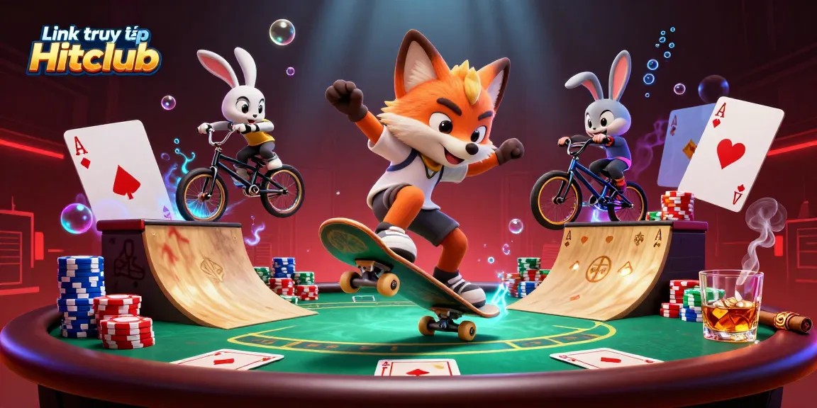 Experience thrilling gameplay action with Link truy cập Hitclub, featuring a dynamic casino scene.