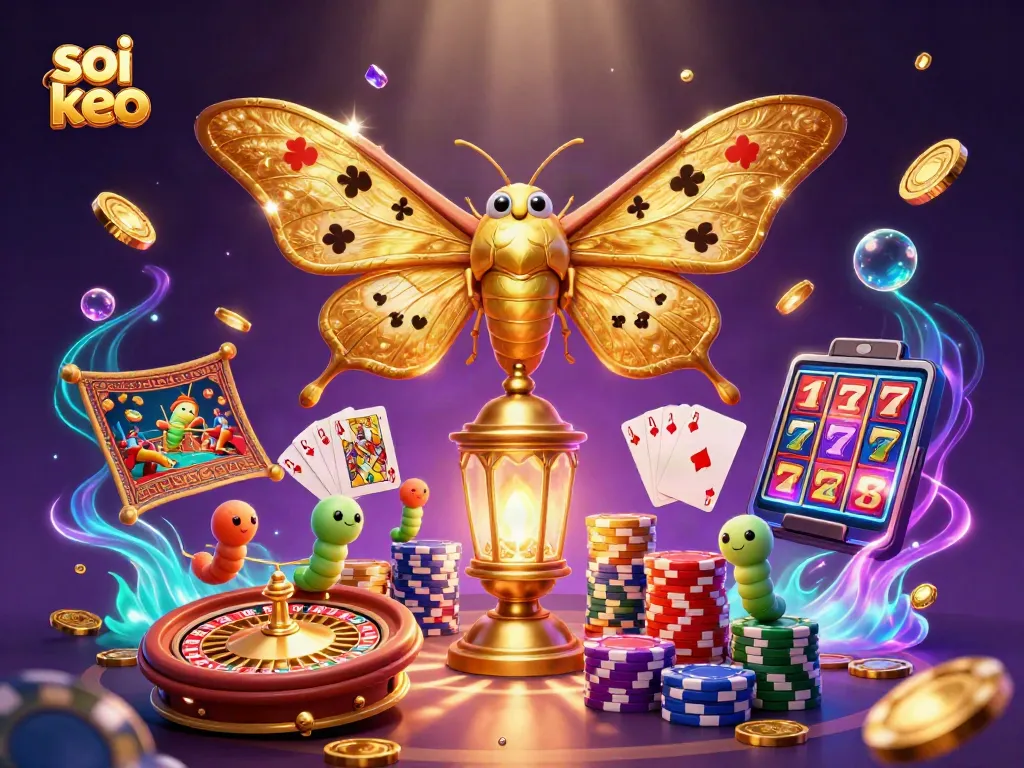 Soi keo expert analyzing casino strategies amidst vibrant gambling illustrations.
