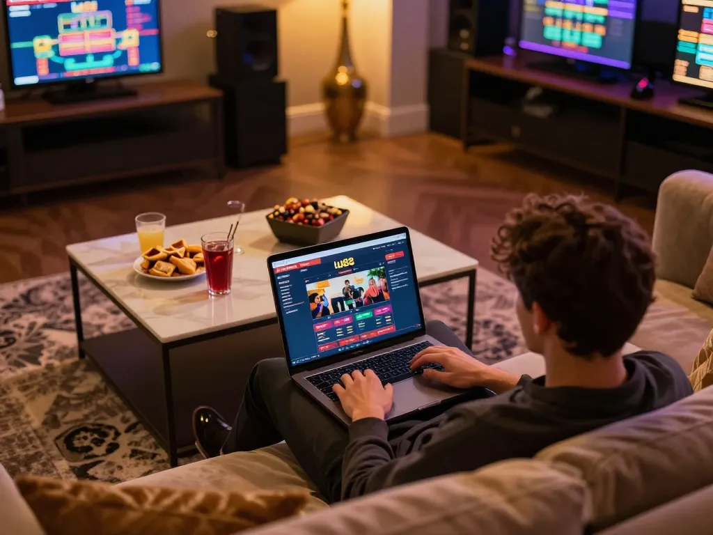 Engaging online gambling experience with lu88 on a laptop at home