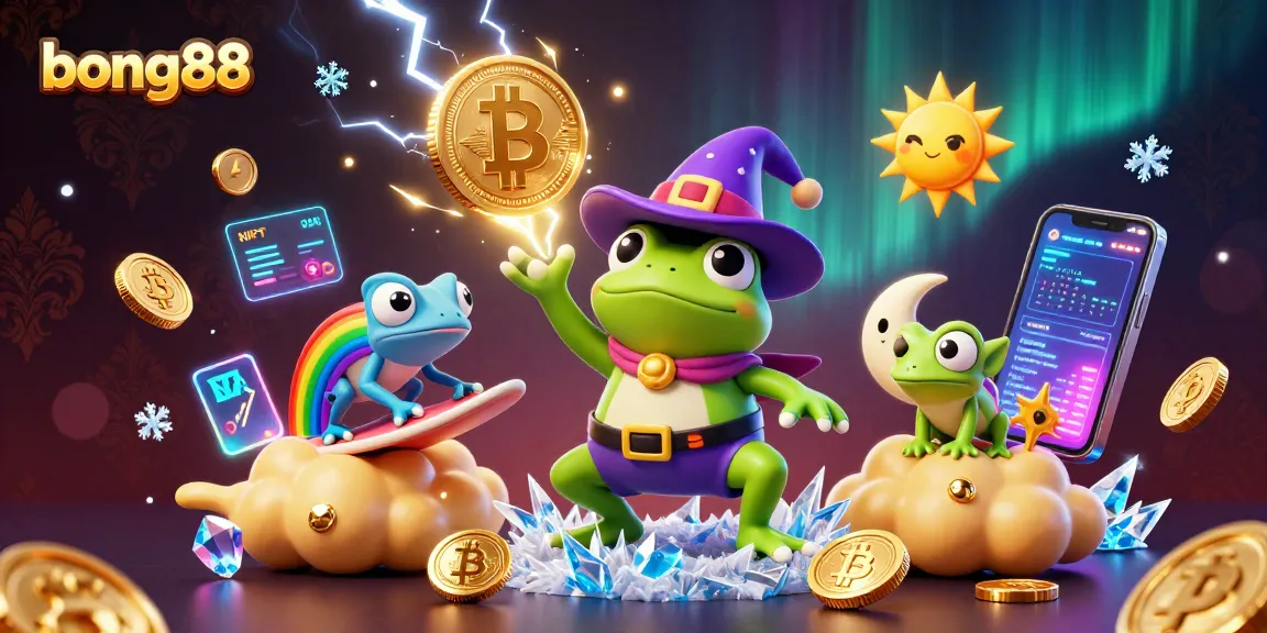 Experience bombastic gameplay with bong88, as the weather wizard frog conjures golden coins amidst vibrant casino elements.