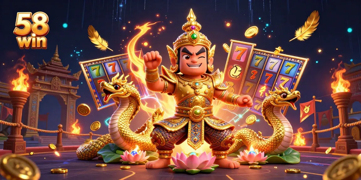 Engage with exciting gameplay at 58 win, featuring vibrant slot elements and a dynamic casino scene.