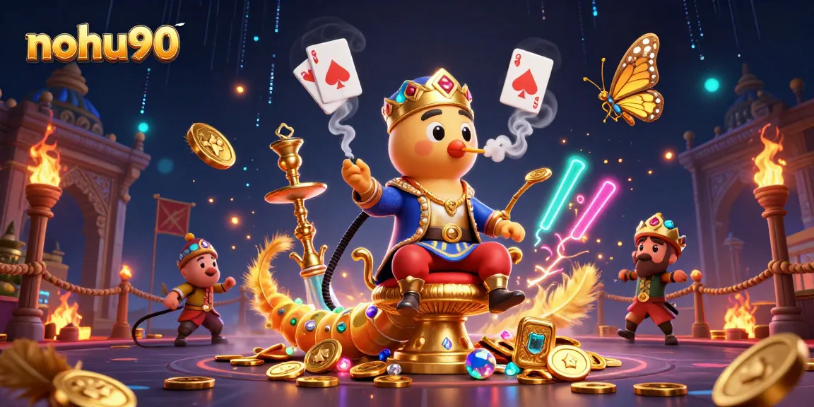 Experience the vibrant action of nohu90 with a captivating illustration of a caterpillar sultan in a dazzling gaming environment.