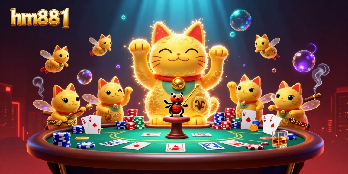 Experience thrilling gameplay with hm88 1, featuring a lucky cat and vibrant casino elements.