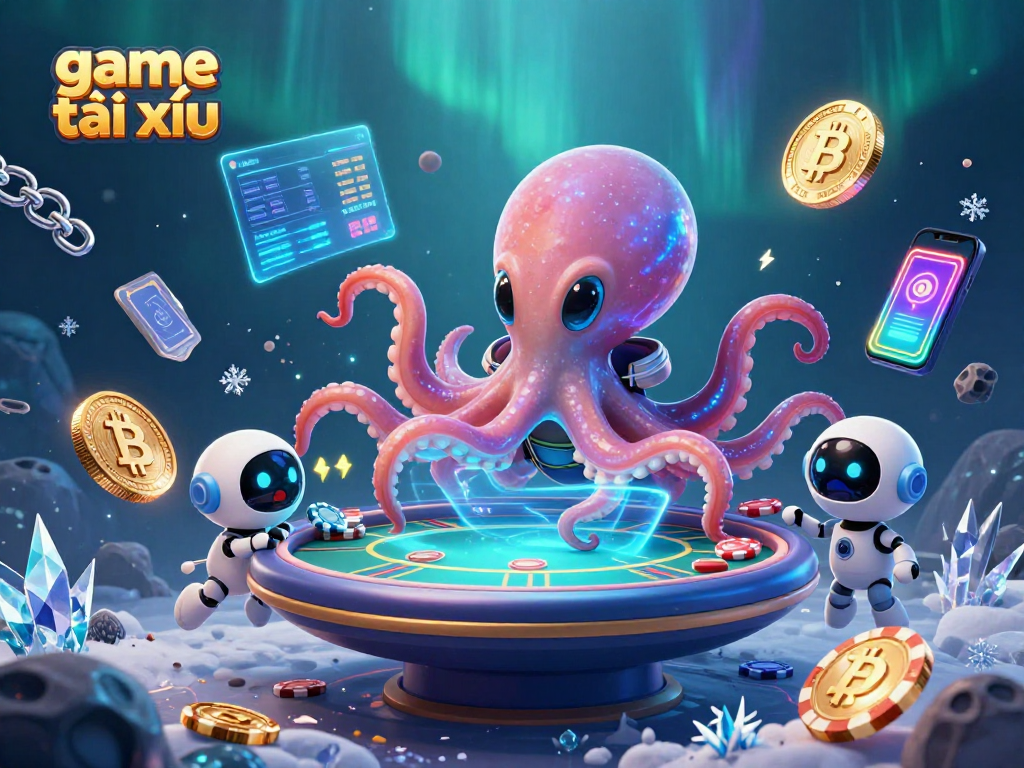 Engage in thrilling game tài xỉu with a vibrant 3D alien scene featuring poker elements.