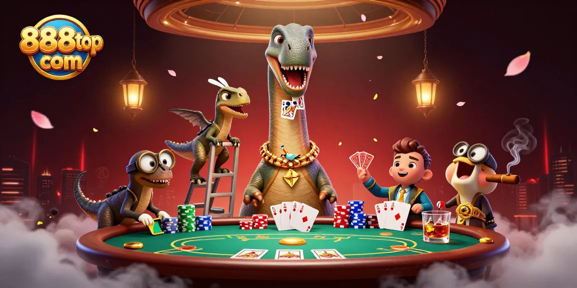 Experience thrilling gameplay with 888top com at a vibrant poker scene featuring dynamic characters.