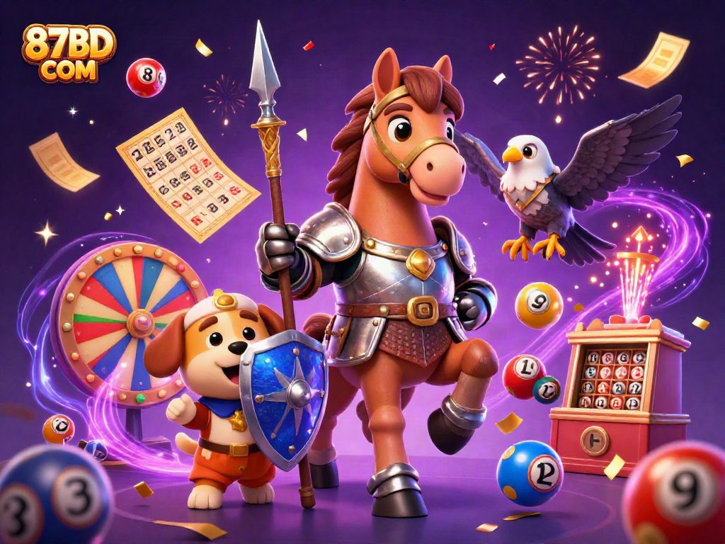 Engage in thrilling lottery activities at 87BD COM with exciting characters and vibrant game elements.