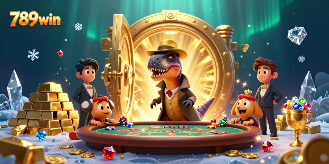 Enjoy thrilling action in 789win with a velociraptor card counter at play amidst stunning treasures.