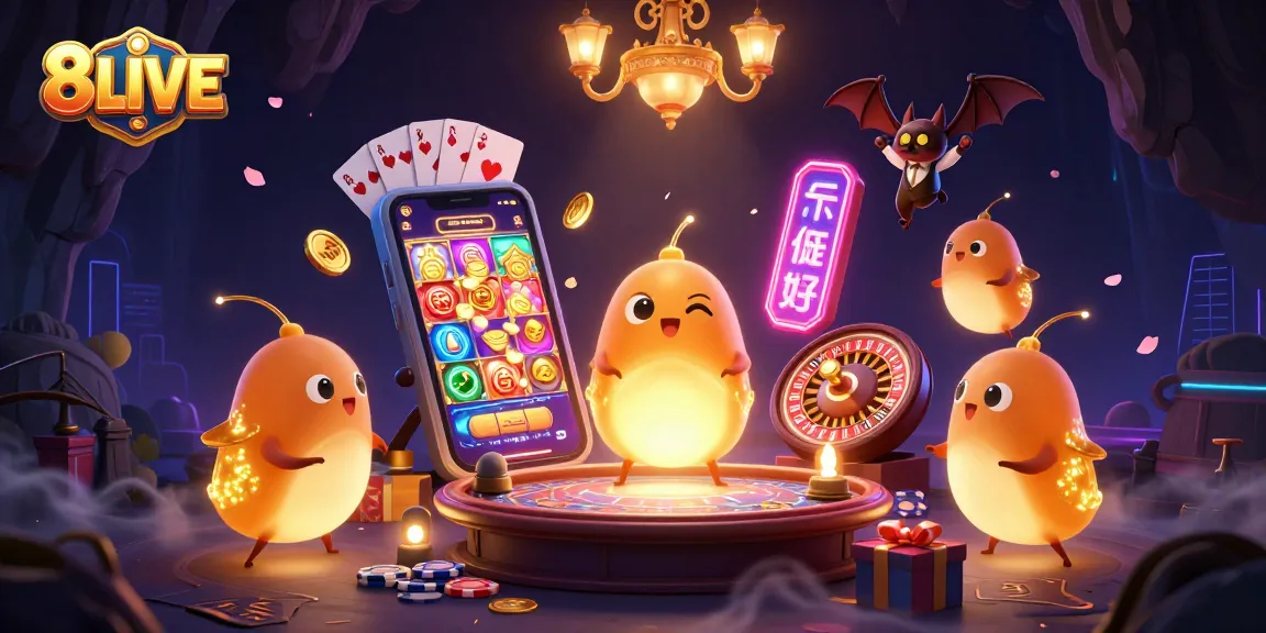 8LIVE offers thrilling casino action with glowing glowworms lighting up the game scene.