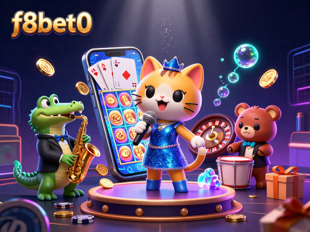 Experience thrilling gameplay with f8bet0 in this dynamic online casino scene featuring vibrant characters and exciting symbols.