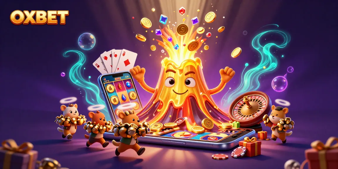 Spin and win treasures with OXBET's vibrant 3D casino scene of gold and adventure.