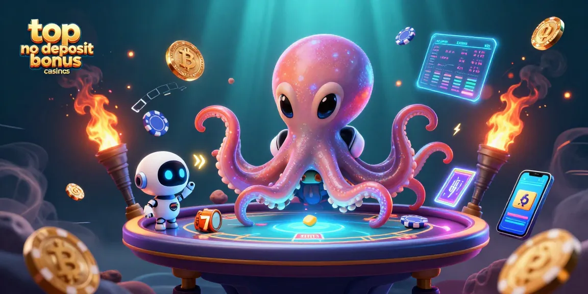 Engage with top no deposit bonus casinos in this vibrant alien-themed 3D casino scene.