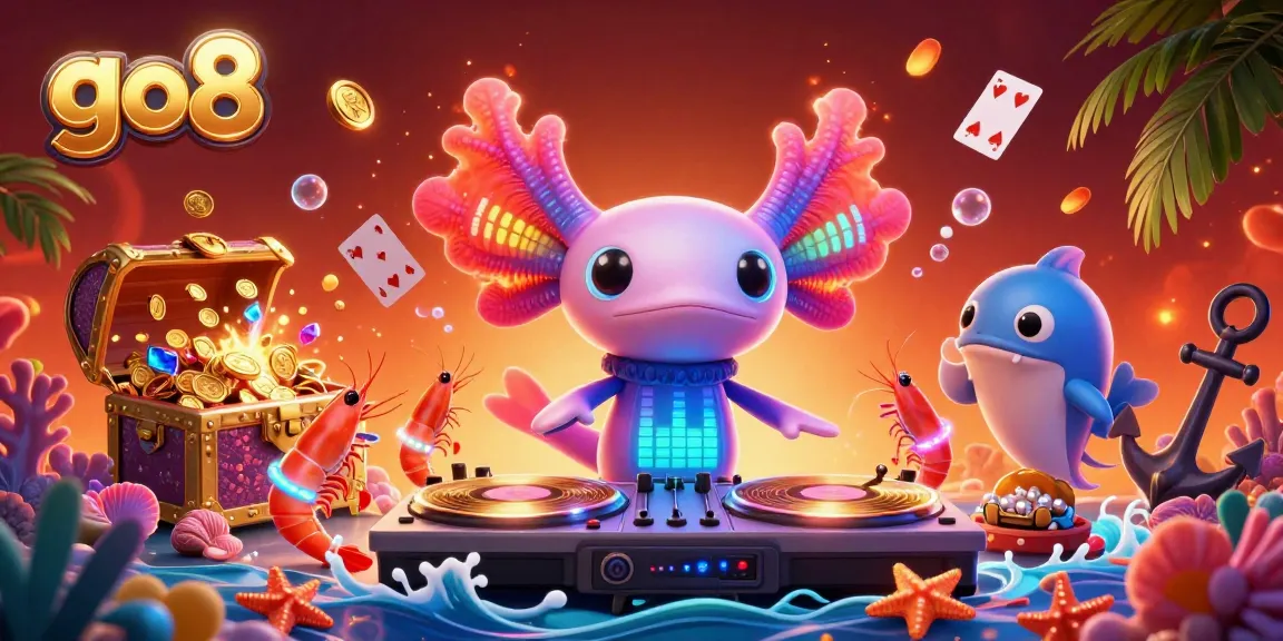 Engage in vibrant gaming action with go8's underwater casino experience featuring dynamic characters and rich treasures.